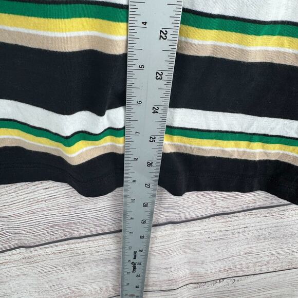 Guess Retro Striped Embroidered T-Shirt Men's Size Medium Black/Yellow/Green - Picture 12 of 14